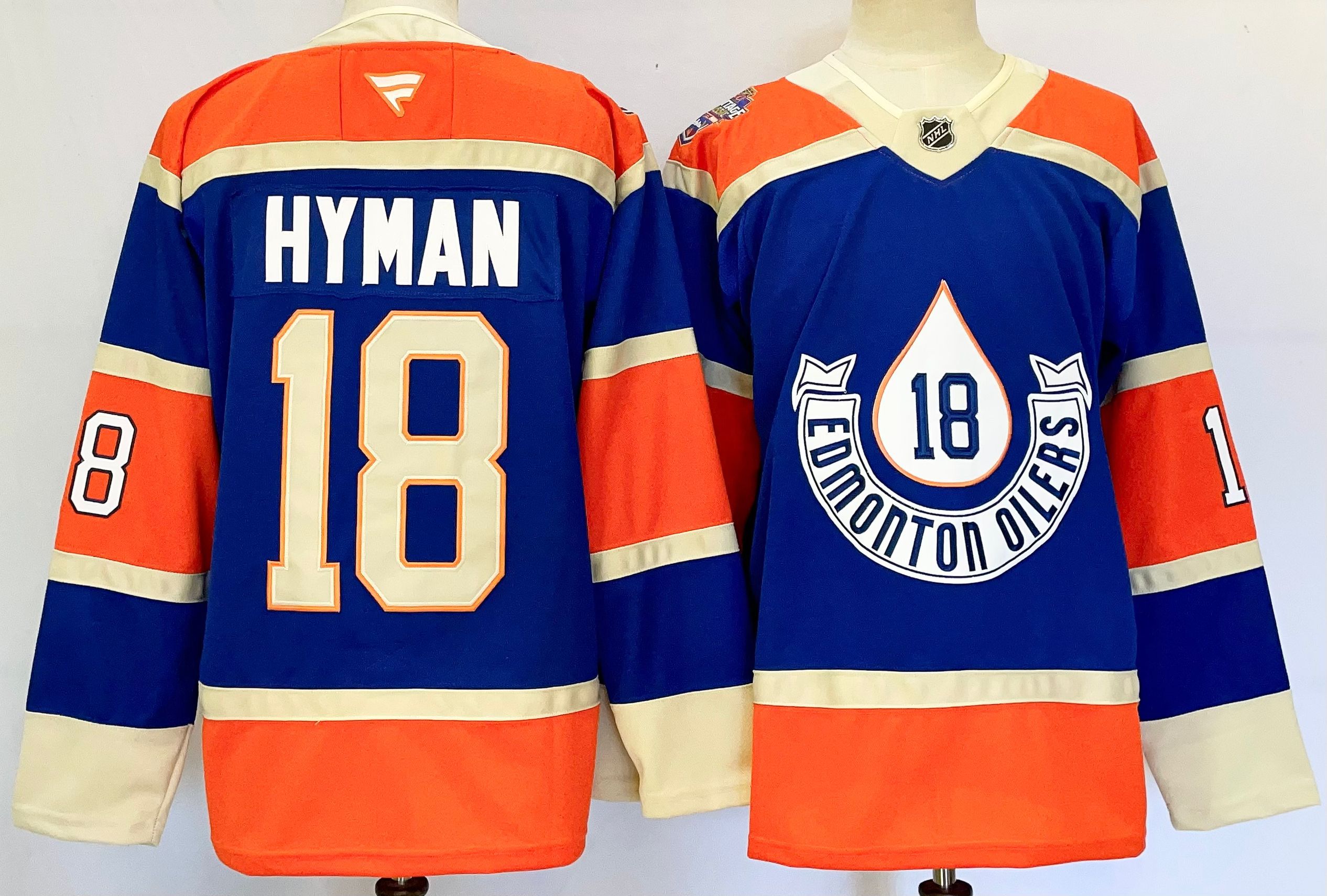 Men Edmonton Oilers #18 Hyman Blue 2025 Home Premier Player NHL Jersey style 1->edmonton oilers->NHL Jersey